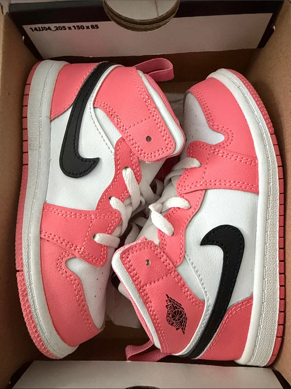 Kids Pink & White Nike Jordan 1 Mid